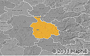 Political 3D Map of Ikast, desaturated