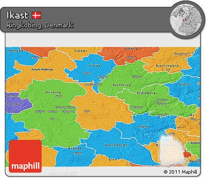 Political 3D Map of Ikast