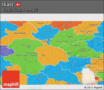 Political 3D Map of Ikast
