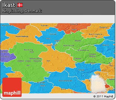 Political 3D Map of Ikast