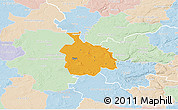 Political 3D Map of Ikast, lighten