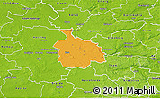 Political 3D Map of Ikast, physical outside