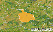 Political 3D Map of Ikast, satellite outside