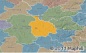 Political 3D Map of Ikast, semi-desaturated