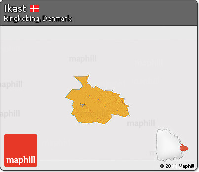 Political 3D Map of Ikast, single color outside