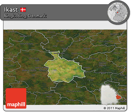 Satellite 3D Map of Ikast, darken