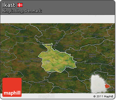 Satellite 3D Map of Ikast, darken
