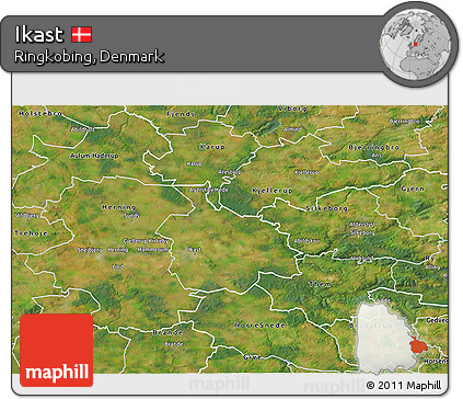 Satellite 3D Map of Ikast