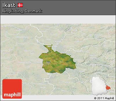 Satellite 3D Map of Ikast, lighten