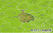 Satellite 3D Map of Ikast, physical outside
