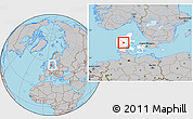 Gray Location Map of Ikast, highlighted country, within the entire country