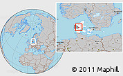 Gray Location Map of Ikast, highlighted country, highlighted parent region, within the entire country