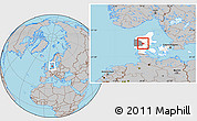 Gray Location Map of Ikast, highlighted country, highlighted parent region