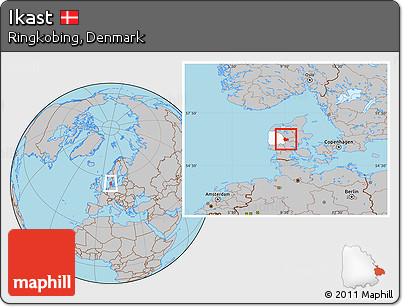Gray Location Map of Ikast, highlighted parent region
