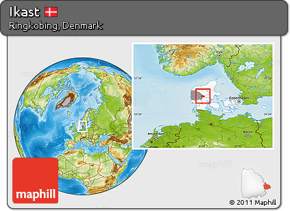 Physical Location Map of Ikast, highlighted country, highlighted parent region