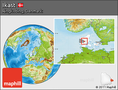 Physical Location Map of Ikast, highlighted country, highlighted parent region