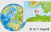 Physical Location Map of Ikast, highlighted country, highlighted parent region