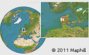 Satellite Location Map of Ikast, highlighted parent region