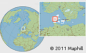 Savanna Style Location Map of Ikast, highlighted country, within the entire country