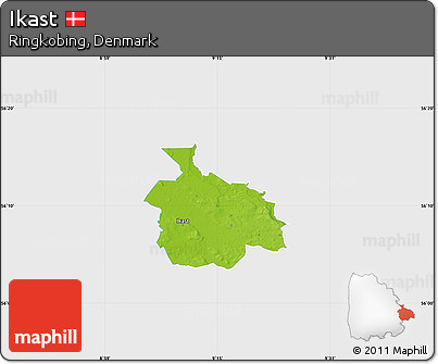 Physical Map of Ikast, single color outside