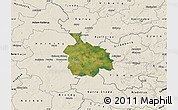 Satellite Map of Ikast, shaded relief outside
