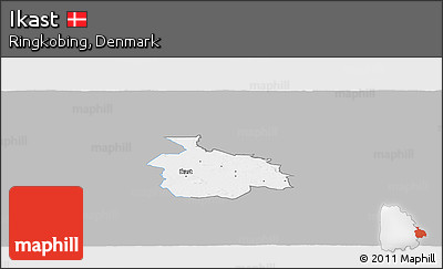 Gray Panoramic Map of Ikast, single color outside