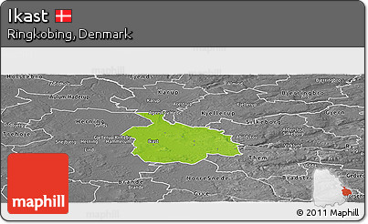Physical Panoramic Map of Ikast, desaturated