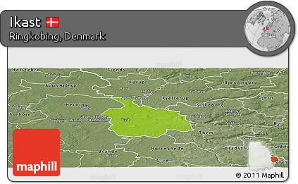 Physical Panoramic Map of Ikast, semi-desaturated