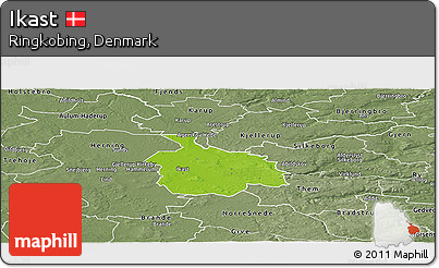 Physical Panoramic Map of Ikast, semi-desaturated