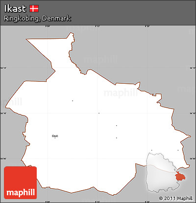 Gray Simple Map of Ikast, cropped outside