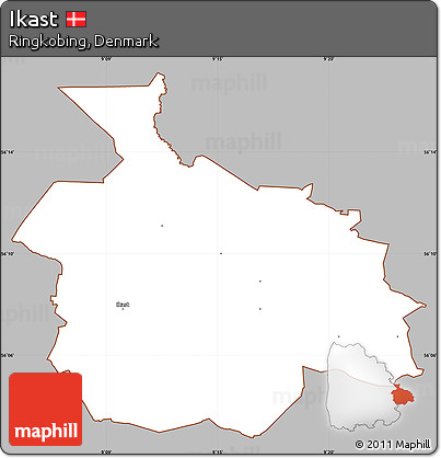 Gray Simple Map of Ikast, cropped outside