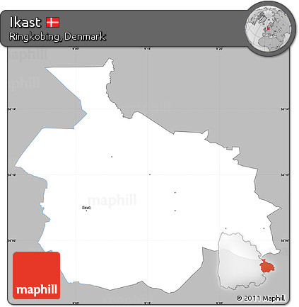 Gray Simple Map of Ikast, single color outside