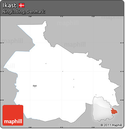 Gray Simple Map of Ikast, single color outside
