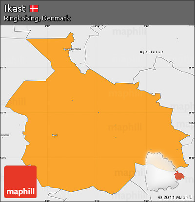 Political Simple Map of Ikast, single color outside, borders and labels
