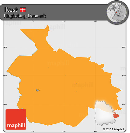 Political Simple Map of Ikast, single color outside