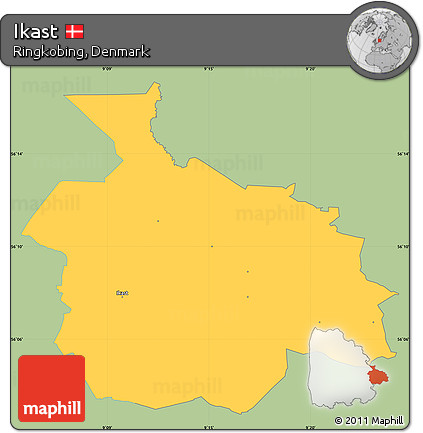 Savanna Style Simple Map of Ikast, single color outside