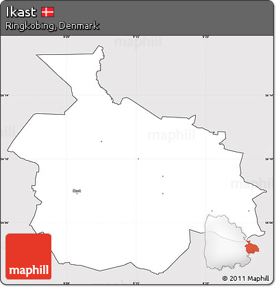 Silver Style Simple Map of Ikast, cropped outside