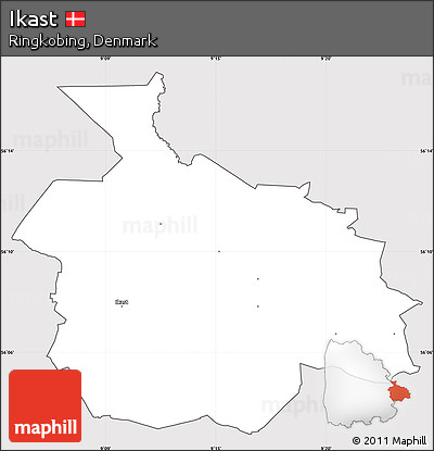 Silver Style Simple Map of Ikast, cropped outside