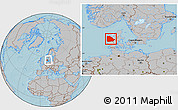 Gray Location Map of Ringkobing, within the entire country, hill shading