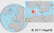 Gray Location Map of Ringkobing, highlighted country, within the entire country