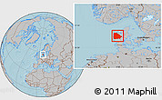 Gray Location Map of Ringkobing, hill shading