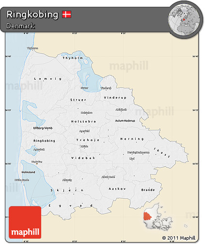 Classic Style Map of Ringkobing, single color outside