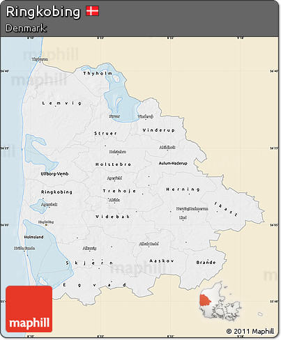 Classic Style Map of Ringkobing, single color outside