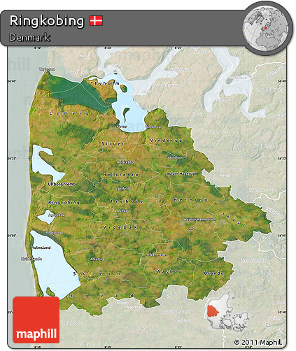 Satellite Map of Ringkobing, lighten
