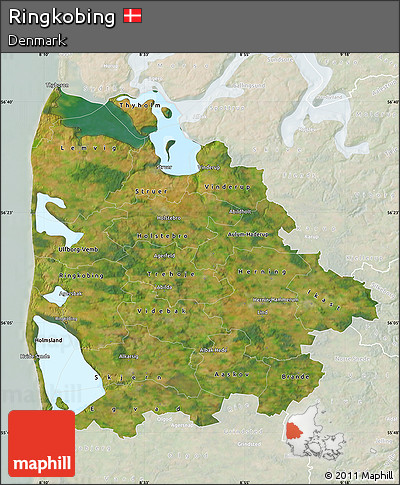 Satellite Map of Ringkobing, lighten