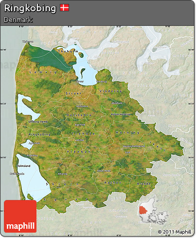 Satellite Map of Ringkobing, lighten