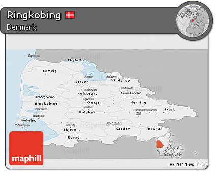 Gray Panoramic Map of Ringkobing, single color outside