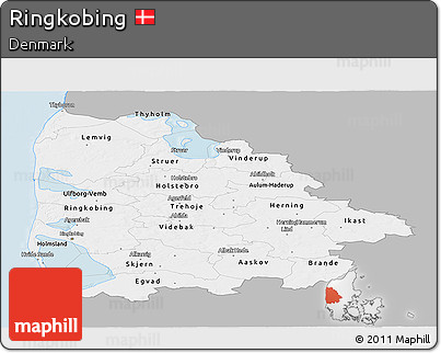 Gray Panoramic Map of Ringkobing, single color outside