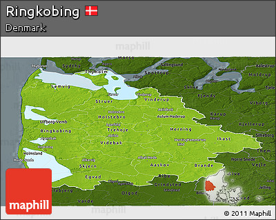 Physical Panoramic Map of Ringkobing, darken