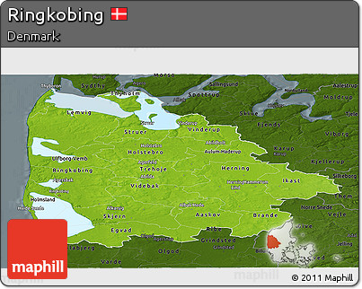 Physical Panoramic Map of Ringkobing, darken
